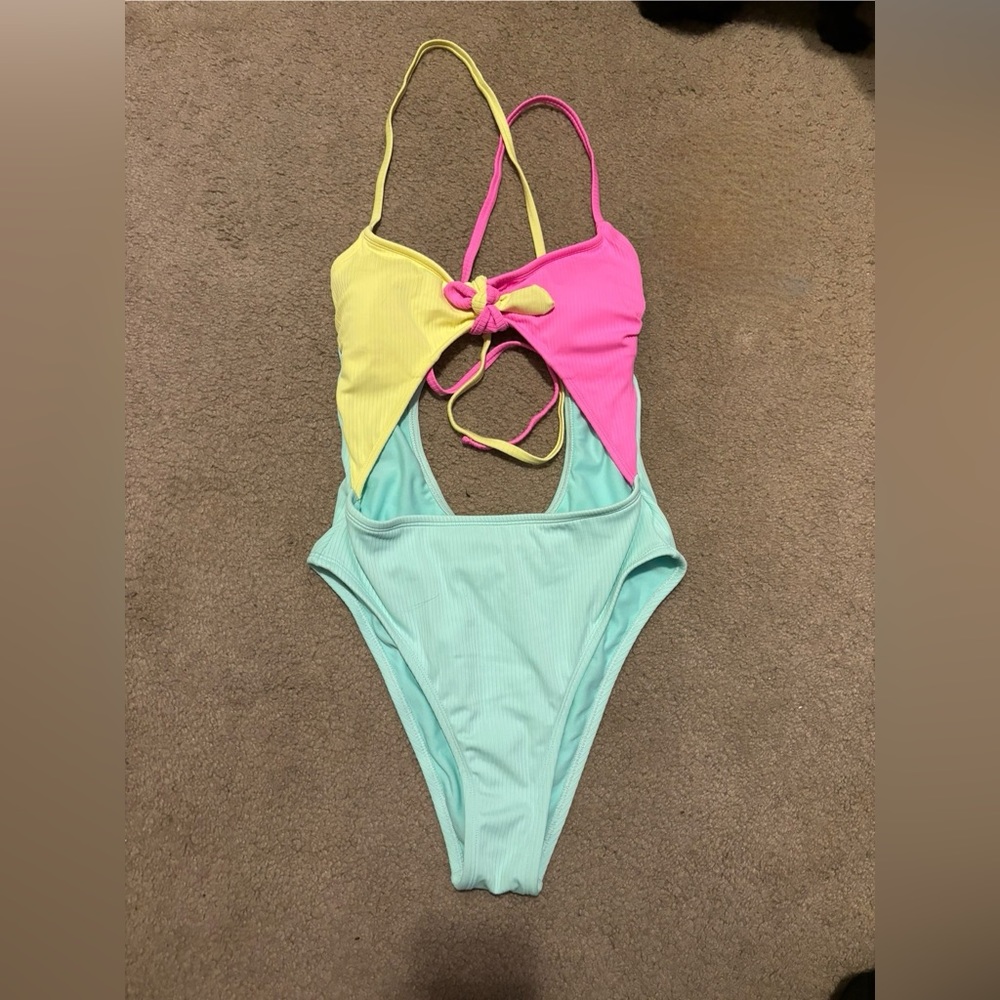 Pink, yellow, and teal medium Xhilaration one piece swimsuit